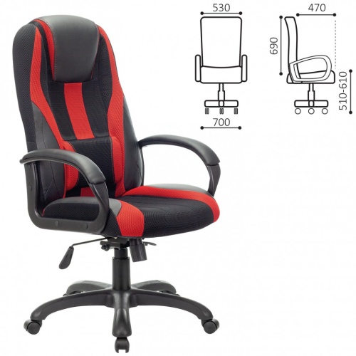 Кресло компьютерное Brabix Premium Rapid GM-102 до 180 кг, экокожа/ткань, черно-красное 532107 фото 2